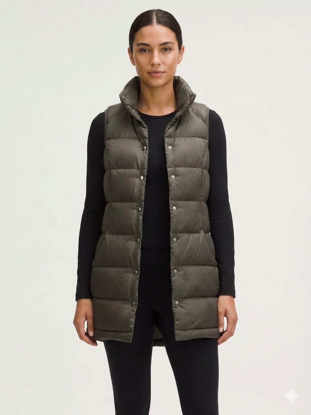 lululemon athletica Long Olive Green Puffer Vest